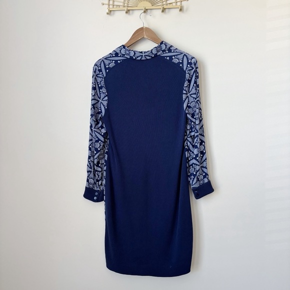 Diane Von Furstenberg Sorrel Silk Knit Dress Medium Blue Floral - Picture 5 of 10